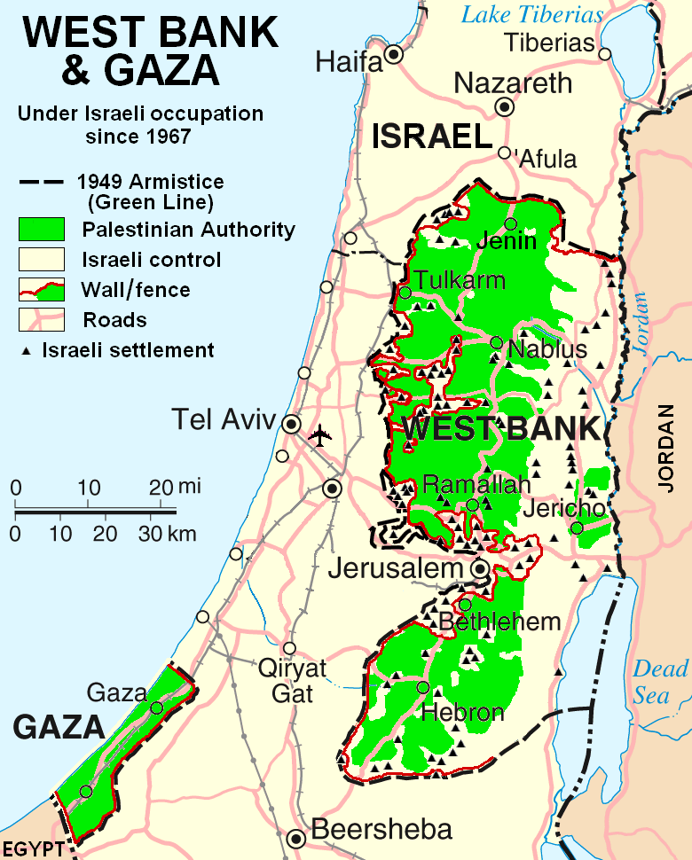 West Bank  Gaza Map 2007 Settlements 
