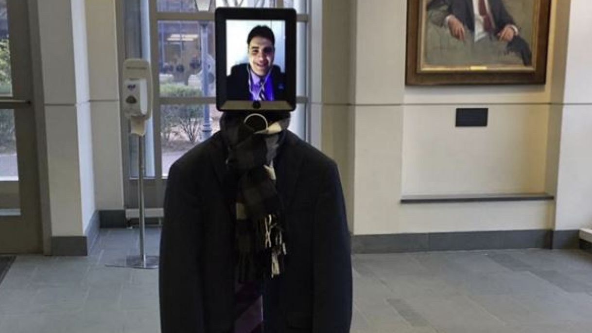 Among the attendees at a recent Brown University talk was a robot. | Via Roey Tzezana (Facebook)