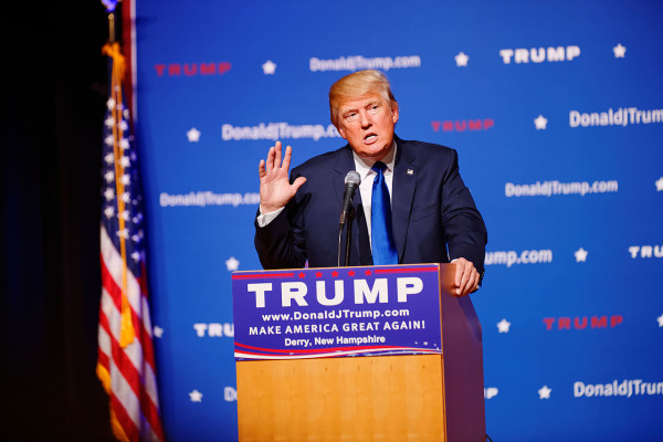 Donald Trump speaks at an August 2015 town hall in New Hampshire. | Supplied by Michael Vadon [CC-4.0]