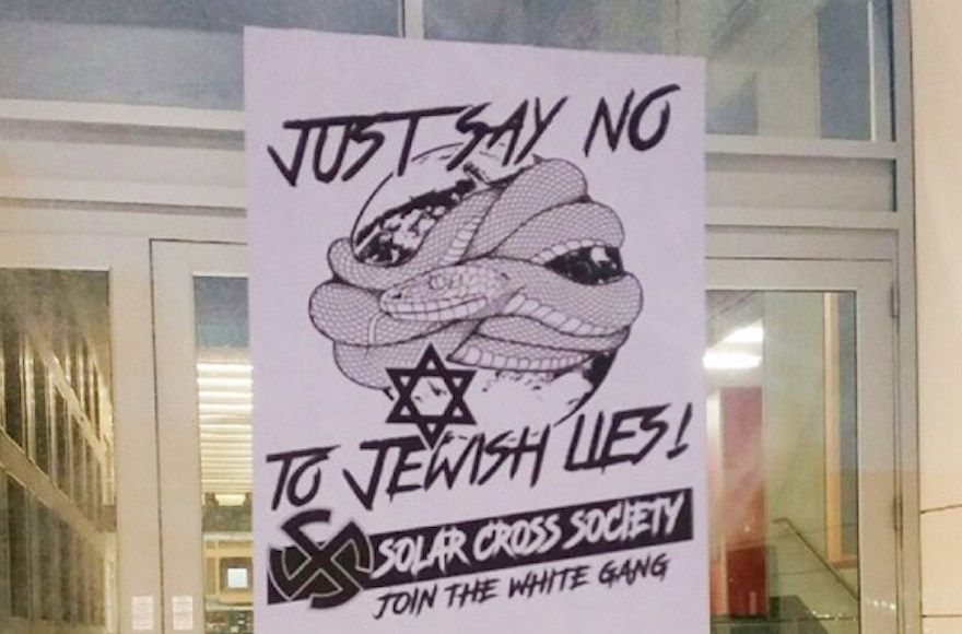 Anti-Semitic posters found on Cornell University campus on Oct. 23, 2017. | Courtesy of the Cornell Daily Sun