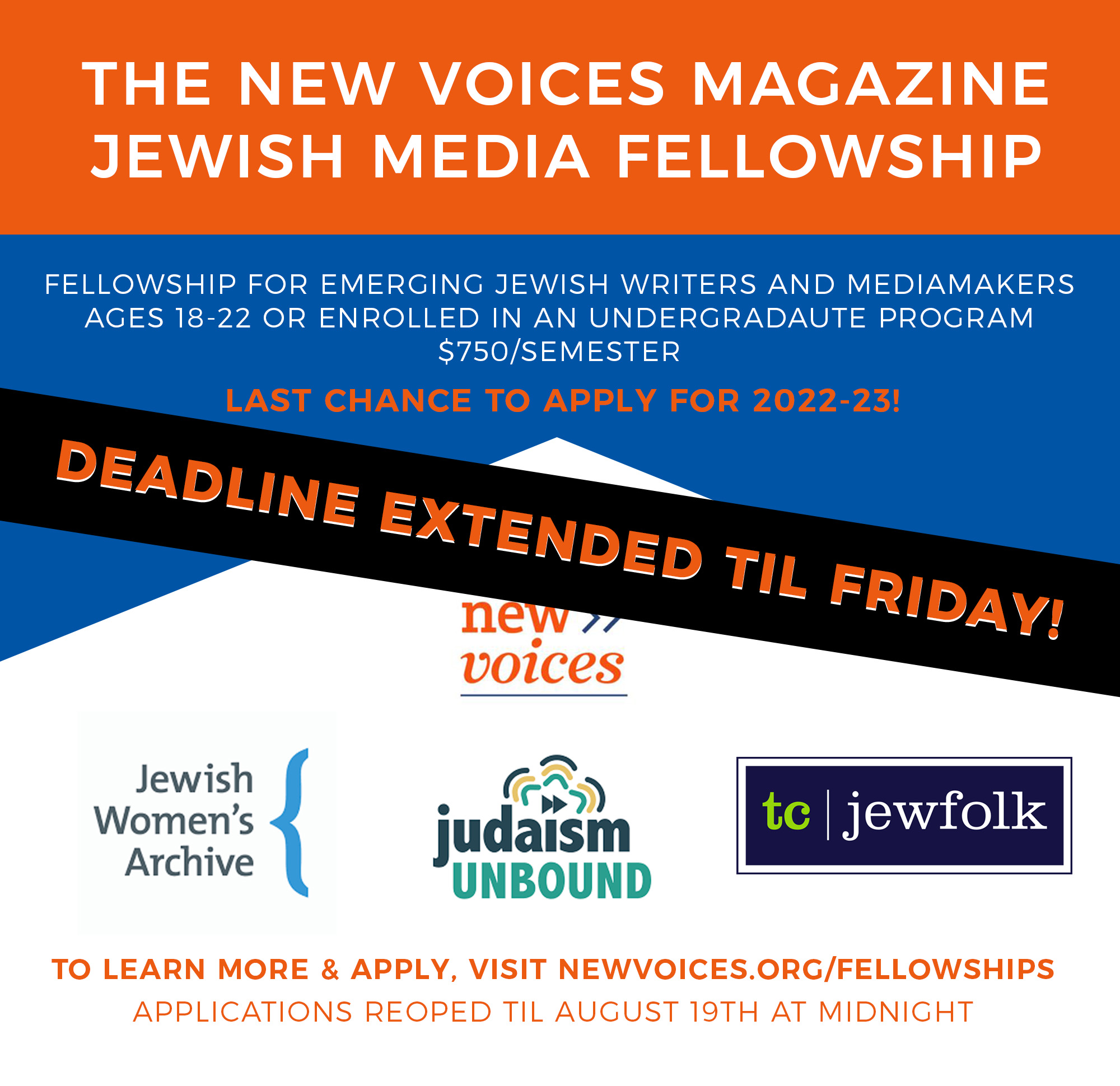 Jewish Media Fellowship 20222023 Deadline Extended New Voices