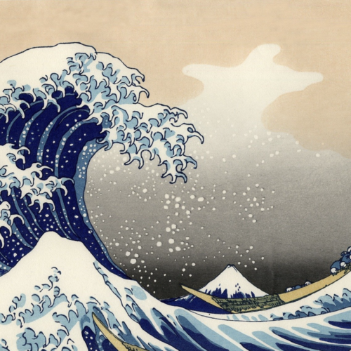 Zoomed image of The Great Wave off Kanagawa by Japanese artist Hokusai.